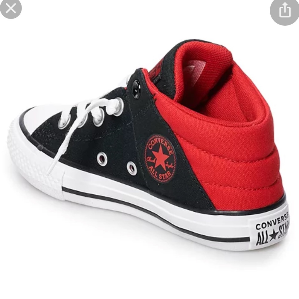 Converse CTAS Axel Mid Alley Black Red White Kids Shoes Black Shoe Laces Size 1
